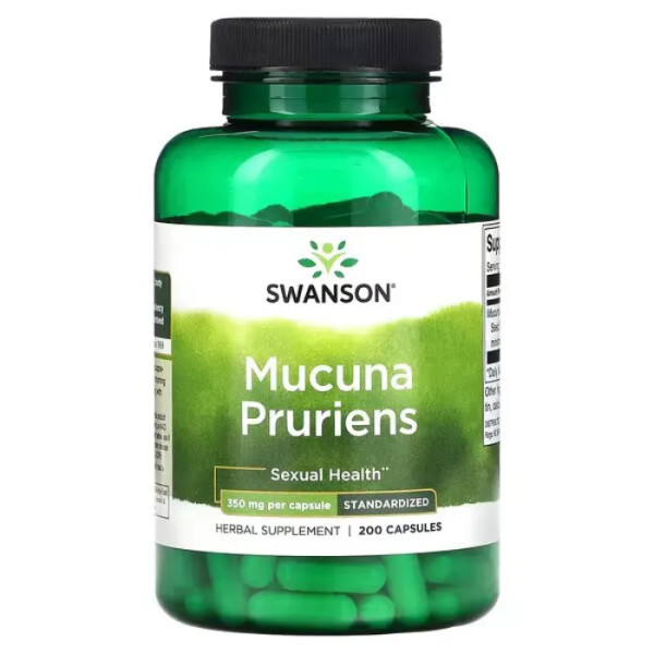 Мукуна пекуча, Mucuna Pruriens, Swanson, 350 мг, 200 капсул