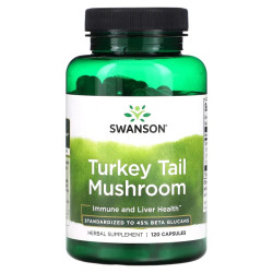 Гриб трутовик різнокольоровий, Swanson Turkey Tail Mushroom, 120 капсул