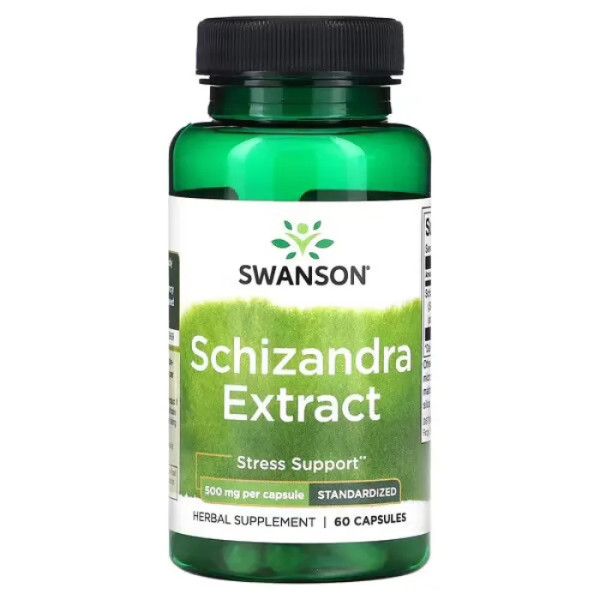 Лимонник, Schizandra Extract, Swanson, екстракт, 500 мг, 60 капсул