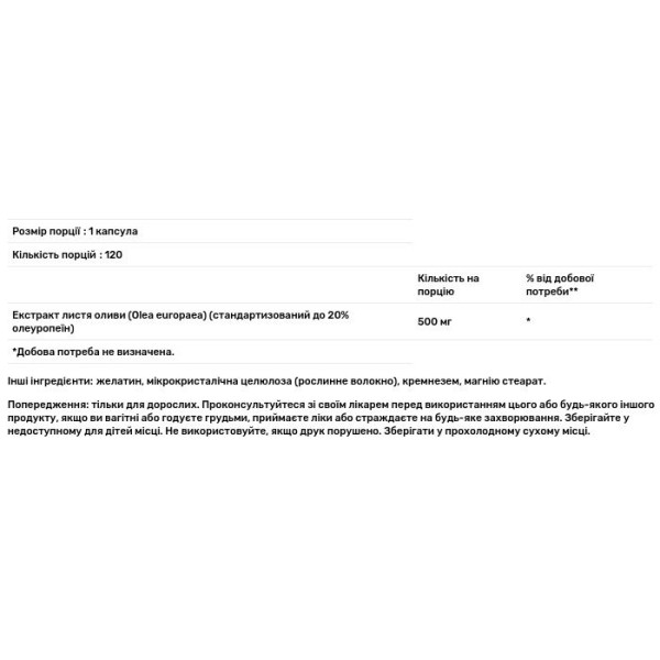 Оливкове листя, Olive Leaf, Swanson, екстракт, 500 мг, 120 капсул
