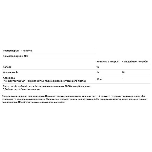 Алое віра, Aloe Vera, Swanson, 25 мг, 300 капсул