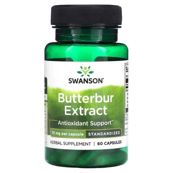 Білокопитник, Butterbur Extract, Swanson, екстракт, 75 мг, 60 капсул