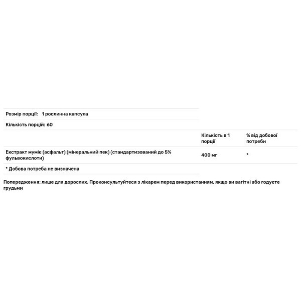 Муміє, Shilajit Extract, Swanson, екстракт, 400 мг, 60 рослинних капсул