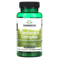 Грибний комплекс для імунітету, Cordyceps Complex Swanson, 60 рослинних капсул