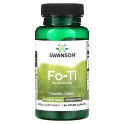Фо-ти 500 мг, Swanson Fo-Ti (He-Shou-Wu), поддержка здоровья в зрелом возрасте, 60 растительных капсул