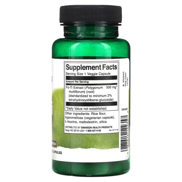 Підтримка здоров'я у зрілому віці, Fo-Ti (He-Shou-Wu), Swanson, 500 мг, 60 рослинних капсул