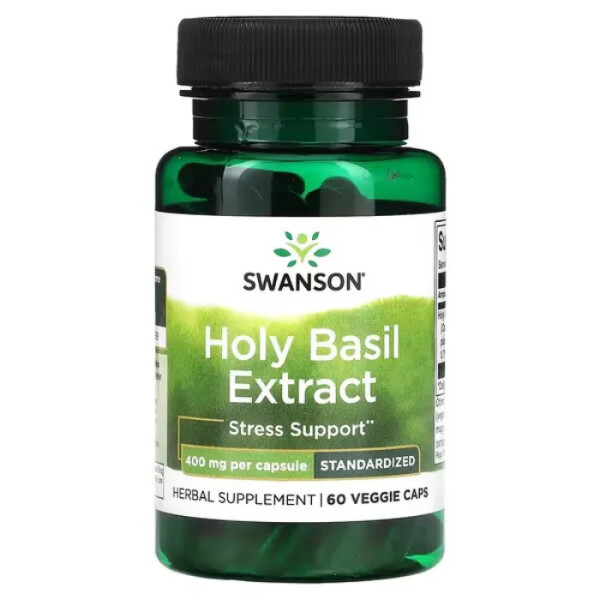 Базилік, Basil Extract, Swanson, екстракт, 400 мг, 60 рослинних капсул