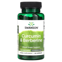 Куркумін та берберин з чорним перцем, Swanson Curcumin & Berberine, 60 капсул