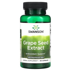 Виноградные косточки, Swanson Grape Seed Extract, экстракт, 60 капсул