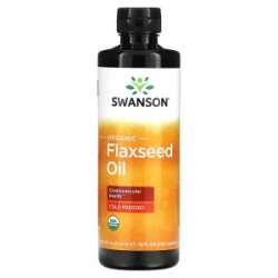 Лляна олія, Flaxseed Oil Swanson, органічна, 473 мл