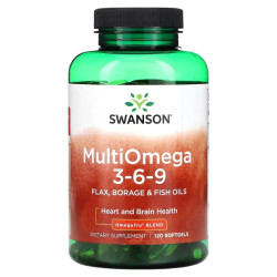 Омега 3-6-9 2400 мг, Swanson MultiOmega 3-6-9, 120 гелевих капсул