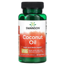 Кокосова олія 1000 мг, Swanson Coconut Oil, 60 гелевих капсул