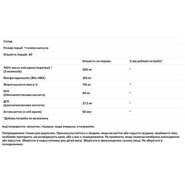 Масло криля, 100% Pure Krill Oil, Swanson, 500 мг, 60 гелевих капсул