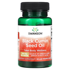 Масло черного тмина 500 мг, Swanson Black Cumin Seed Oil, 60 жидких вегетарианских капсул