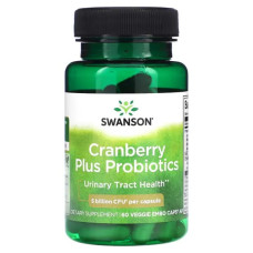 Журавлина з пробіотиками 5 млрд КУО, Swanson Cranberry Plus Probiotics, 60 рослинних капсул