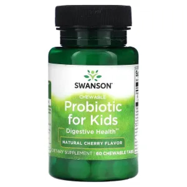 Пробіотик для дітей, Probiotic for Kids, Swanson, натуральна вишня, 60 жувальних таблеток