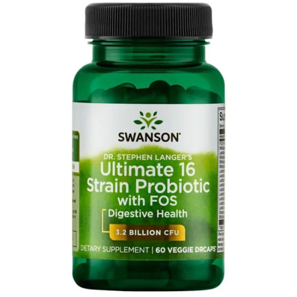 Пробіотики, Probiotics Dr. Langer's Ultimate 16 Strain, Swanson, 3 млрд. КУО, 16 штамів для оздоровлення організму, 60 вегетаріанських капсул