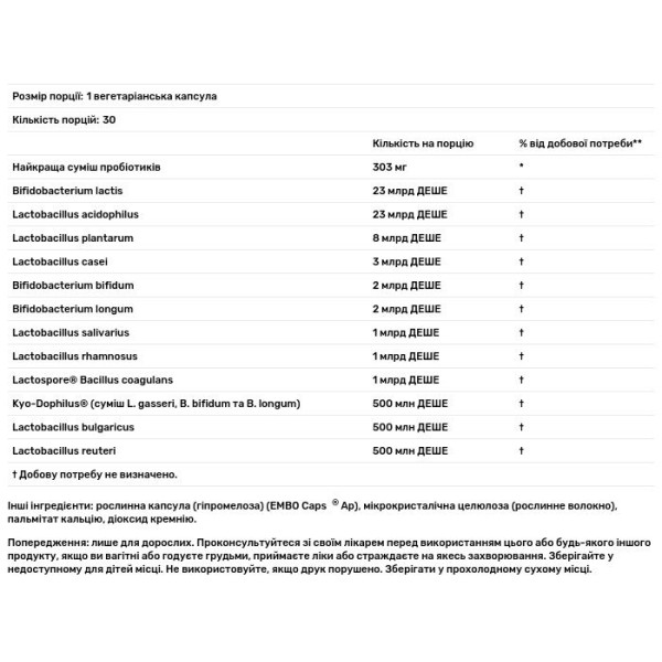 Пробіотики, Ultimate Probiotic Formula, Swanson, 30 вегетаріанських капсул