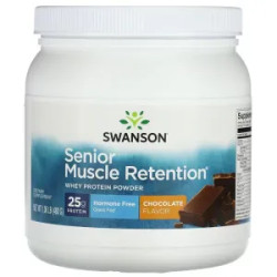 Сывороточный протеин для пожилых, вкус шоколад, Swanson Senior Muscle Retention Whey Protein Powder, 480 г
