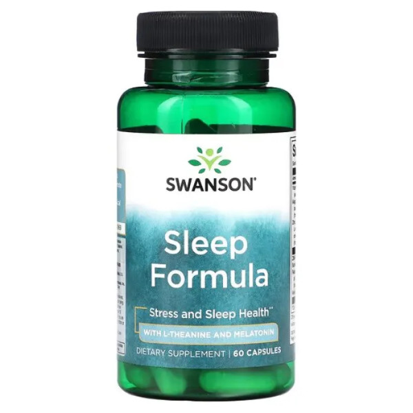 Формула для сну, Sleep Formula, Swanson, з L-теаніном та мелатоніном, 60 капсул