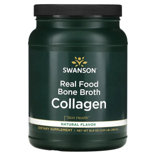 Колаген з кісткового бульйону, Real Food Bone Broth Collagen, Swanson, без смаку, 480 г