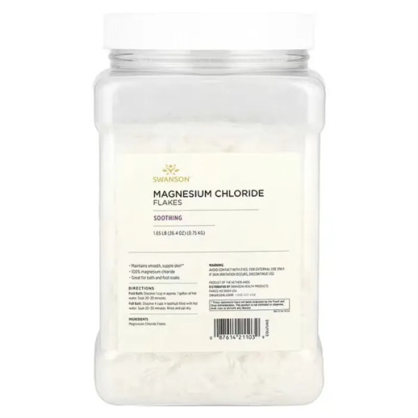 Магнієві пластівці для ванни, Magnesium Chloride Flakess, Swanson, 750 г