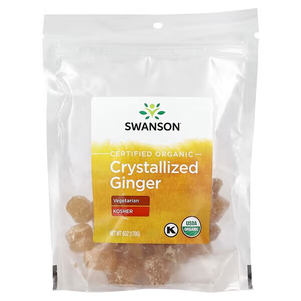 Імбир, Organic Crystallized Ginger, Swanson, органічний кристалізований, 170 г