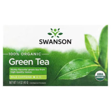 Зелений органічний чай, Swanson Organic Green Tea, 20 пакетиків, 40 г