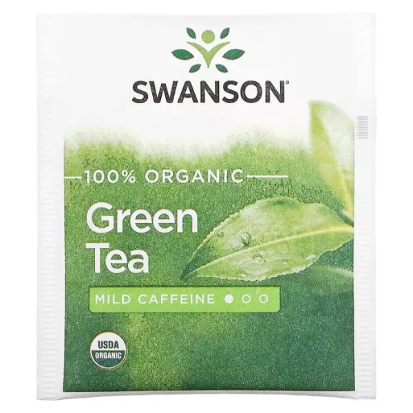 Зелений чай, Organic Green Tea, Swanson, 100% органічний, 20 чайних пакетиків, 40 г