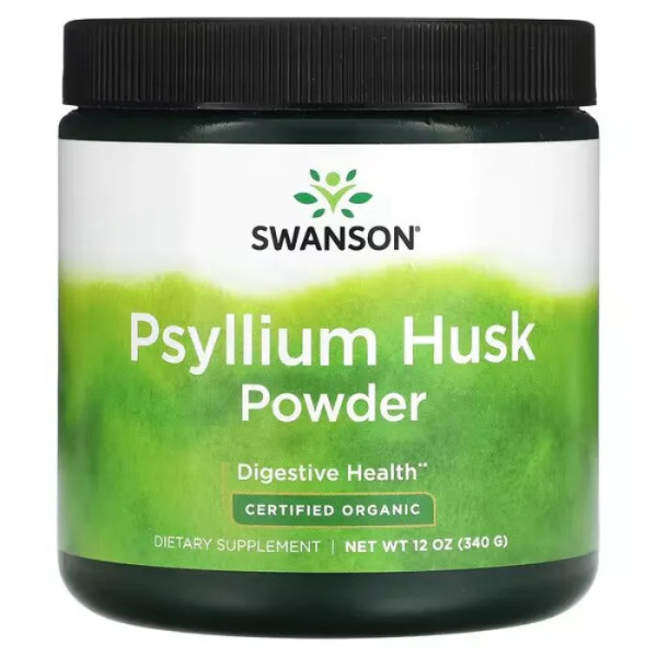 Подорожник, Psyllium Husk Powder, Swanson, порошок з лушпиння насіння, 340 г