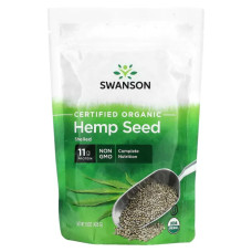 Насіння конопель в оболонці органік, Swanson Hemp Seeds, 425 г