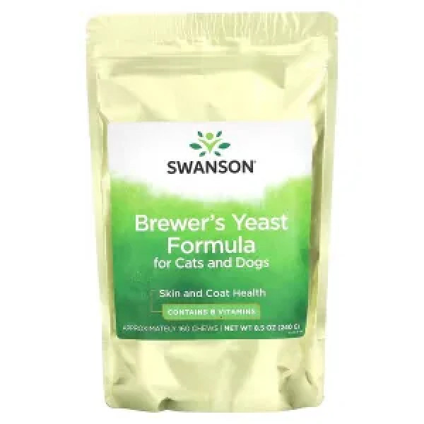 Пивні дріжджі для котів та собак, Brewer's Yeast Formula For Cats and Dogs, Swanson, 160 жувальних таблеток