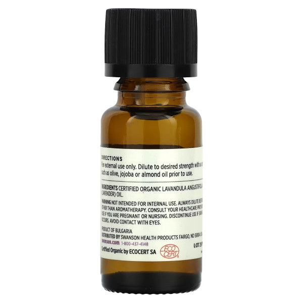 Ефірна олія лаванди, Organic Lavender, Swanson, сертифікована органічна, 15 мл