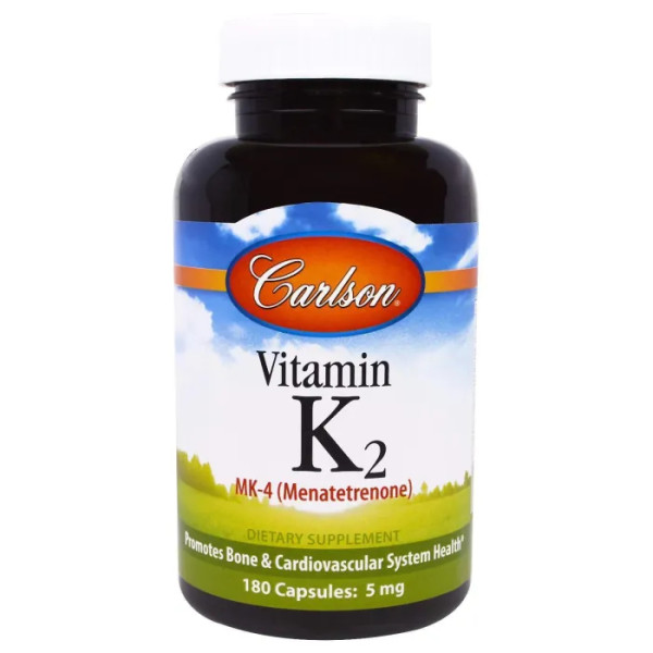 Вітамін К2 (менатетренон), Vitamin K2 Menatetrenone, Carlson, 5 мг, 180 капсул