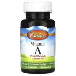 Вітамін A 4500 мкг RAE, Vitamin A Carlson, 15000 МО, 120 гелевих капсул