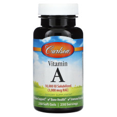 Вітамін А 3000 мкг RAE, Carlson Вітамін А, 250 гелевих капсул
