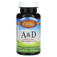 Витамины А и D, Vitamin A & D, Carlson, 10000 МЕ & 400 МЕ, 300 гелевых капсул