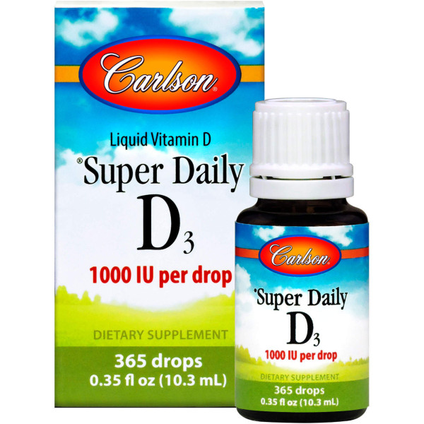 Вітамін D3, Vitamin D3, Carlson, 1000 МО, 10,3 мл.