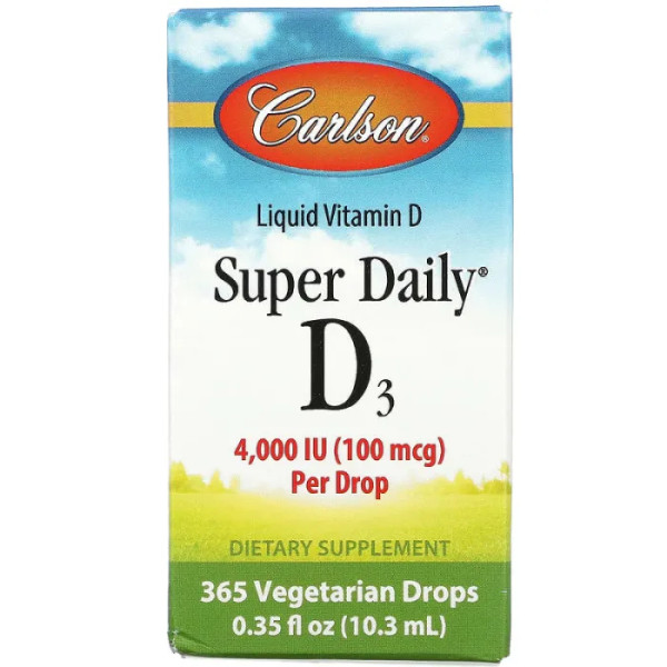 Вітамін D3, Vitamin D3, Carlson, 4000 МО, 10,3 мл.