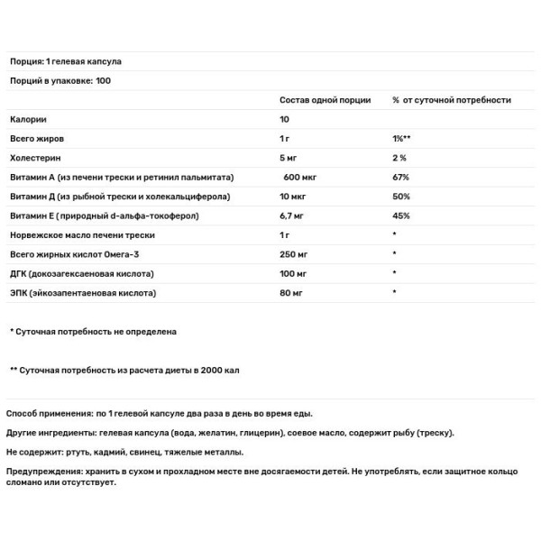 Рыбий жир из печени трески, Cod Liver Oil, Carlson, норвежский, 1000 мг, 100 капсул