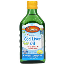 Риб'ячий жир норвезький з печінки тріски, Carlson Cod Liver Oil, лимон, 250 мл