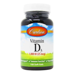 Витамин D3 1000 МЕ, Carlson Vitamin D3, 100 мягких капсул