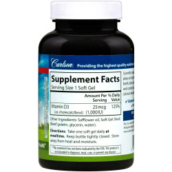Витамин D3 1000 МО (25 мкг), Carlson Vitamin D3, 250 гелевых капсул
