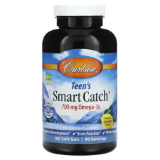 Омега 3 для підлітків 350 мг, смак лимона, Carlson Teen's Smart Catch, 180 м'яких капсул