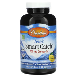 Омега 3 для подростков 350 мг, вкус лимона, Carlson Teen's Smart Catch, 180 мягких капсул