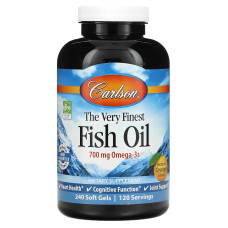 Риб'ячий жир, Carlson Fish Oil, жувальний з смаком апельсина, 350 мг, 240 капсул.