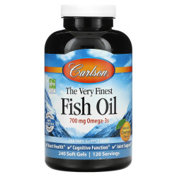 Риб'ячий жир, Carlson Fish Oil, жувальний з смаком апельсина, 350 мг, 240 капсул.