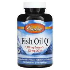 Риб'ячий жир + коензим Q10, Carlson Fish Oil Q, 120 гелевих капсул