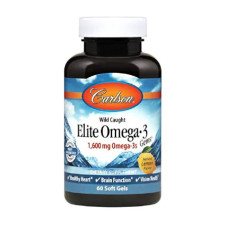 Риб'ячий жир омега 3 1600 мг норвезький, смак лимон, Elite Omega-3 Carlson, 60 гелевих капсул