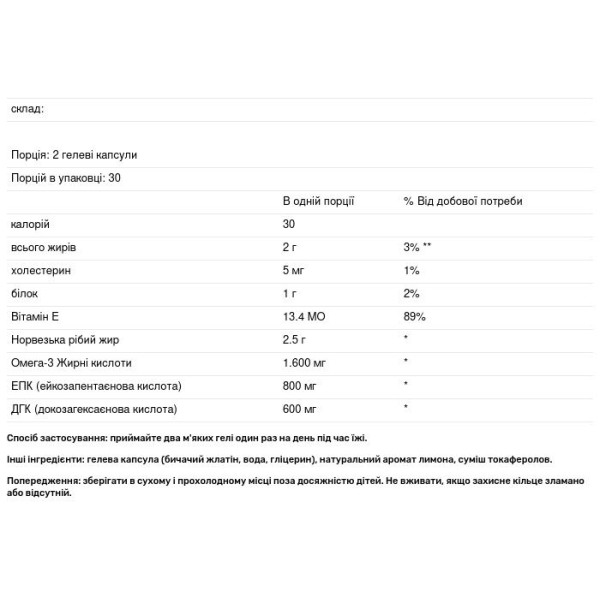 Риб'ячий жир Омега-3, Elite Omega-3, Carlson, лимон, норвезький, 1600 мг, 60 гелевих капсул